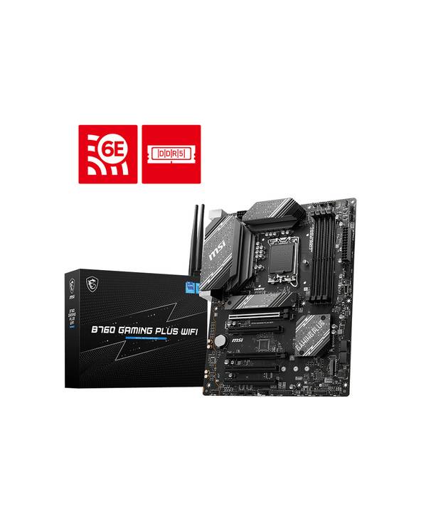 MSI B760 GAMING PLUS WIFI, Intel, LGA 1700, Intel® Celeron®, Intel® Pentium® Gold, DDR5-SDRAM, 192 Go, DIMM-0