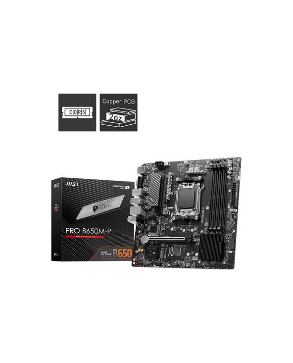 MSI PRO B650M-P, AMD, Emplacement AM5, AMD Ryzen 7000 Series, Emplacement AM5, DDR5-SDRAM, 192 Go-0