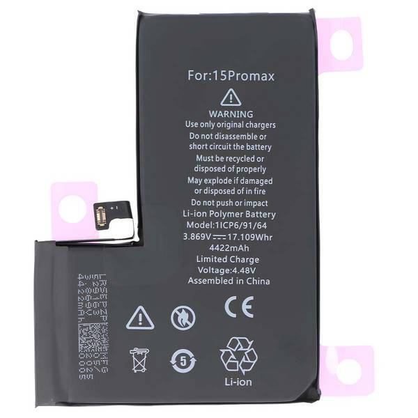 Batterie pour iPhone 15 Pro Max Li-Polymer 3.86V 4422mAh 17.1Wh