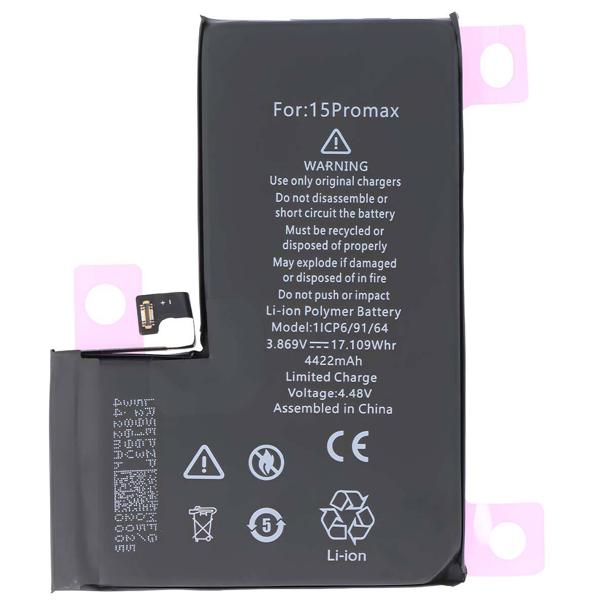 Batterie pour iPhone 15 Pro Max Li-Polymer 3.86V 4422mAh 17.1Wh-0
