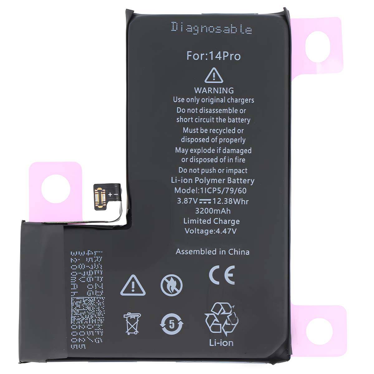 Batterie Li-Polymer 3.87V pour iPhone 14 Pro Compatible A2866-0
