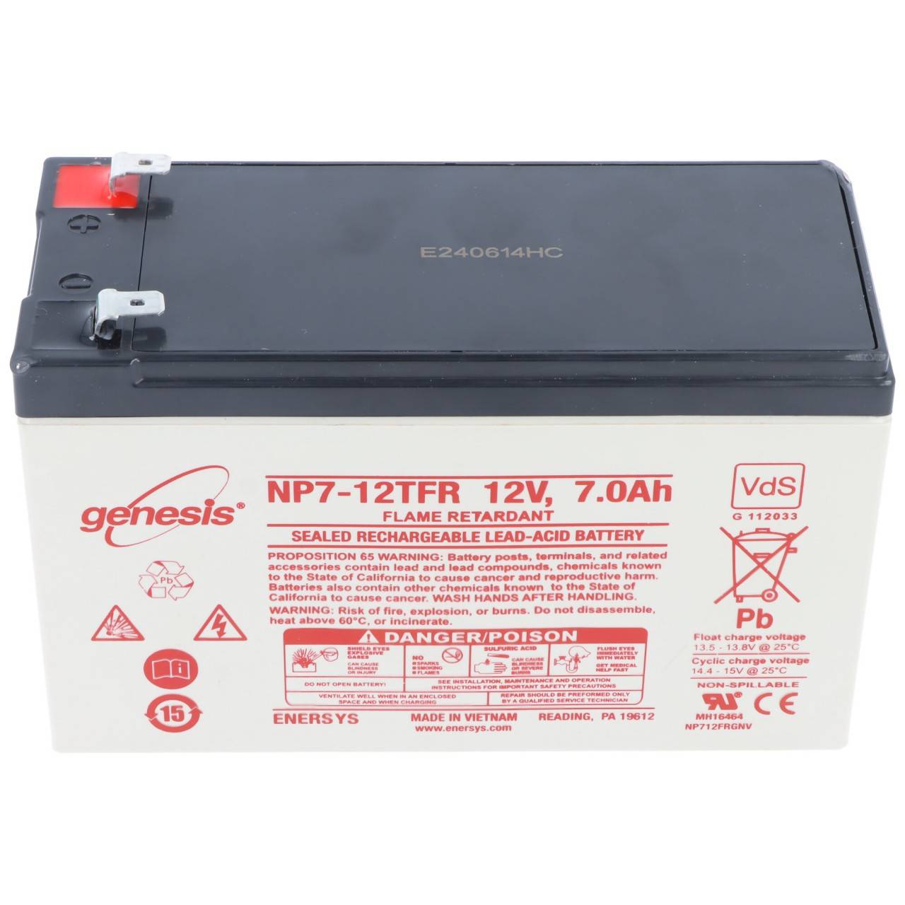 Batterie au plomb ENERSYS HAWKER NP7-12 12,0 V 7,0 Ah-2