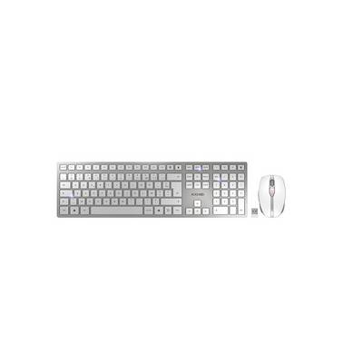 CHERRY DW 9100 SLIM, Sans fil, RF sans fil + Bluetooth, AZERTY, Argent, Souris incluse-0