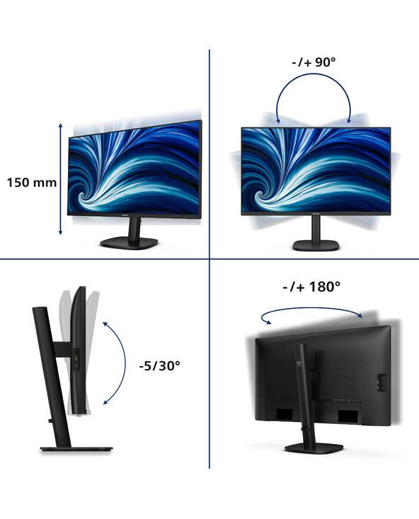 PHILIPS 27p 2560x1440 120Hz IPS Flat H/A 150 MM TUV EyeSafe certified USB HUB SPEAKERS DPx1 HDMIx2 350cd/m2 TCO 10-3