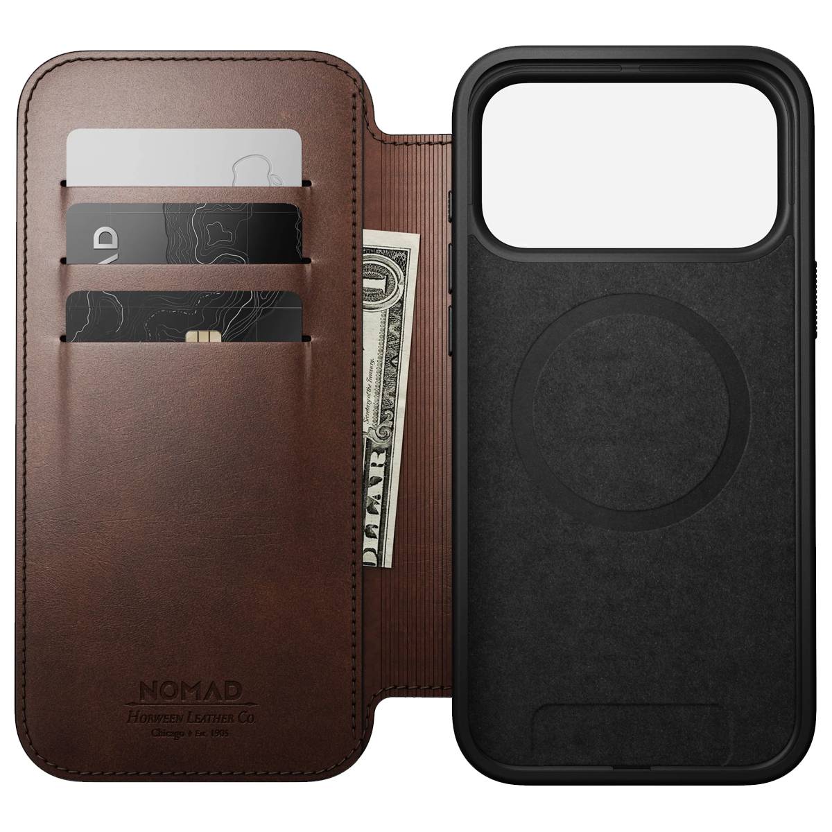 Étui Portefeuille pour iPhone 17 Pro Max MagSafe en Cuir Horween Série Modern-1