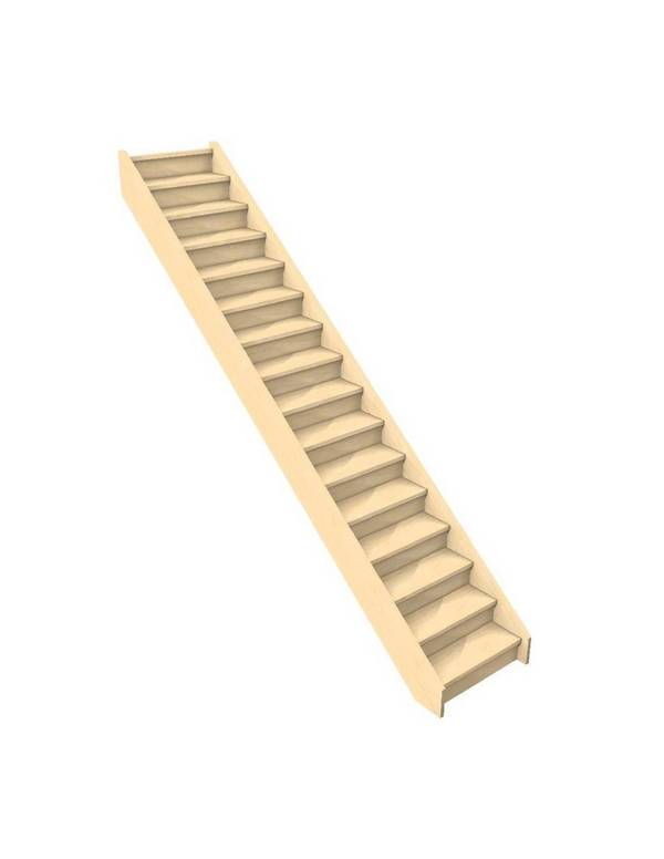 Escalier Droit Gavia-    Hêtre LC Avec Contremarches H Sol Sol 288 Cm