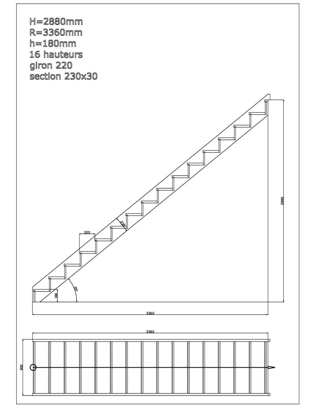 Escalier Droit Gavia- Hêtre LC Avec Contremarches H Sol Sol 288 Cm-1