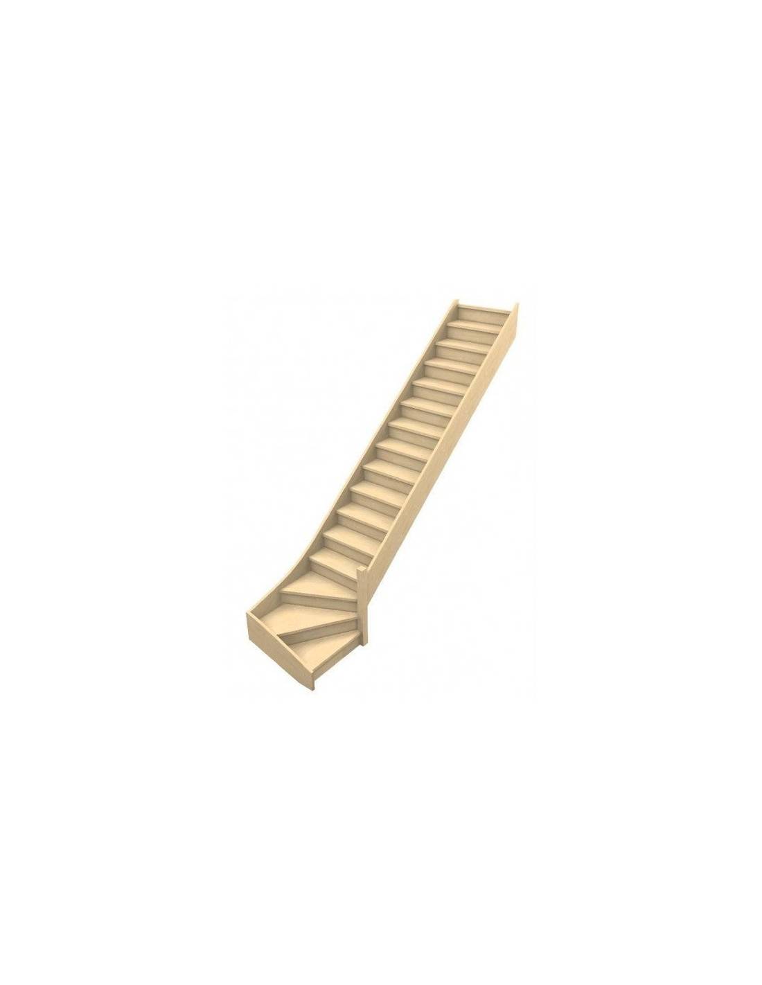 Escalier Quart Tournant Bas Sela- Bas à Droite Hêtre LC Avec Contremarches H Sol Sol 288 Cm-0