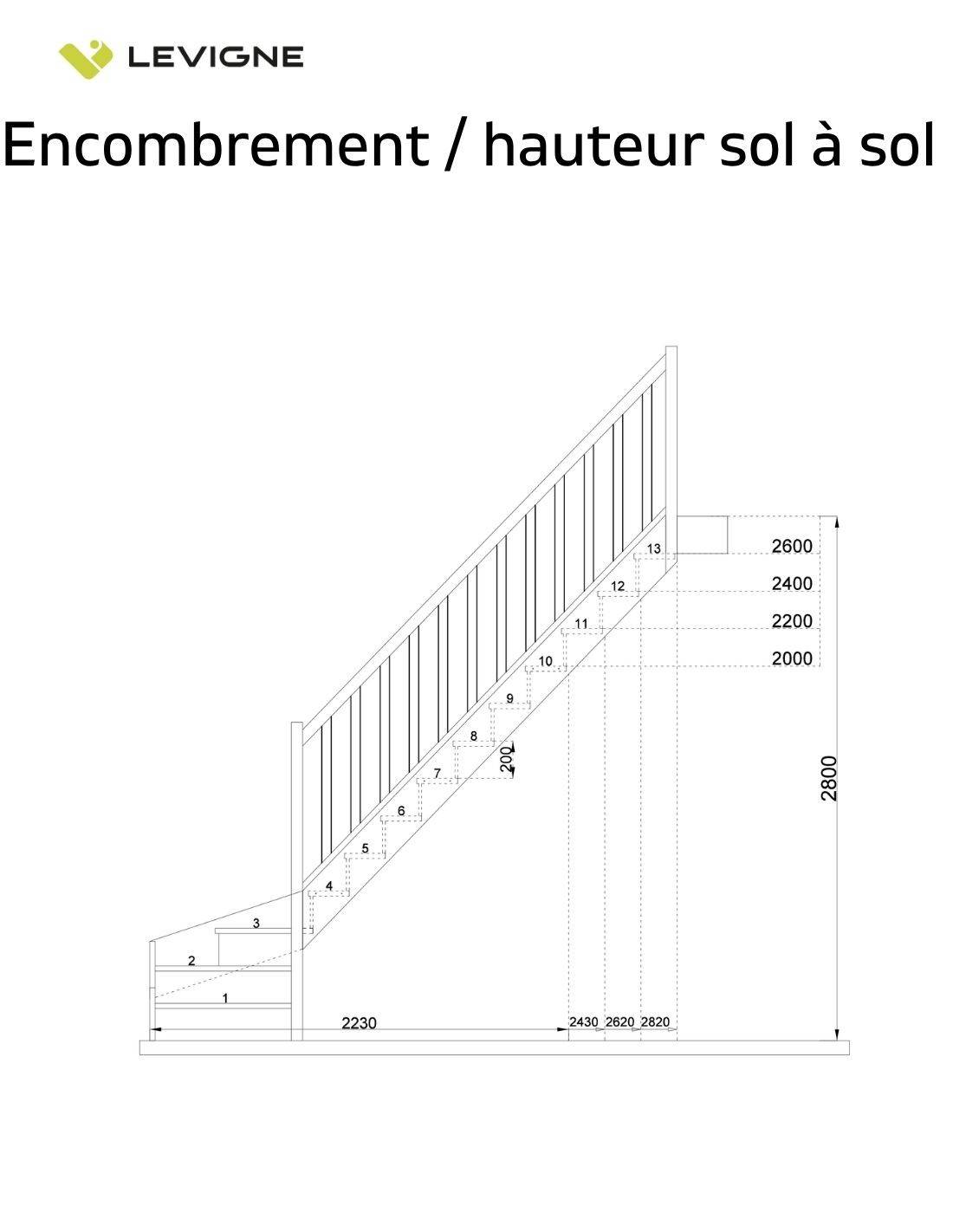 Escalier Quart Tournant Bas Brosses Sapin- Bas à Gauche Sans Contremarche H Sol Sol 280 Cm-4