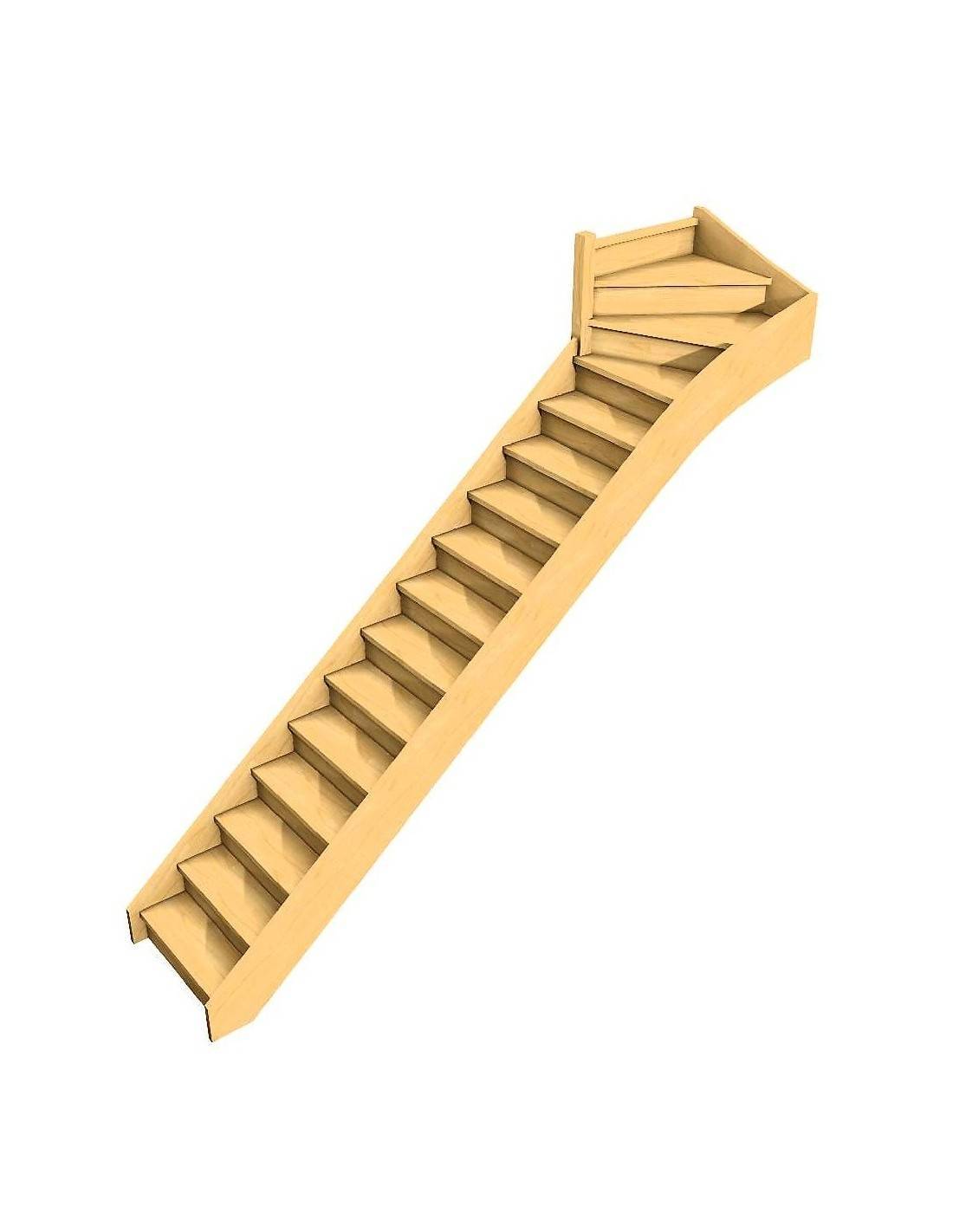 Escalier Quart Tournant Haut Bavat Sapin- Haut à Gauche Avec Contremarches H Sol Sol 280 Cm-0