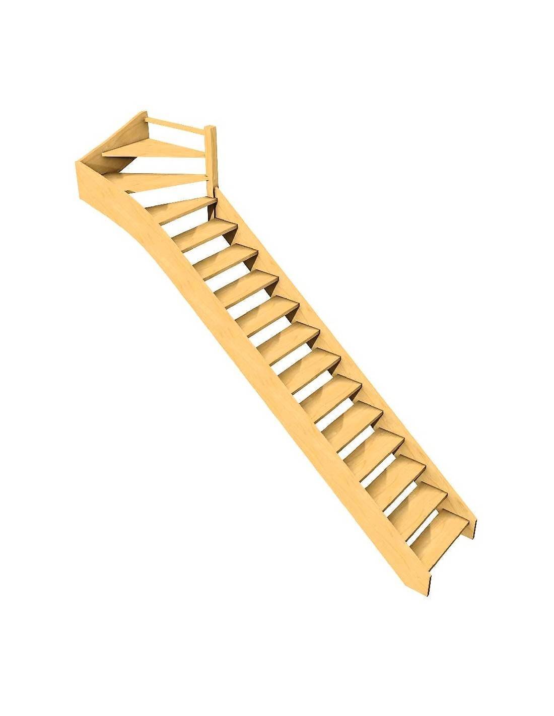 Escalier Quart Tournant Haut Bavat Sapin- Haut à Droite Sans Contremarche H Sol Sol 280 Cm-0