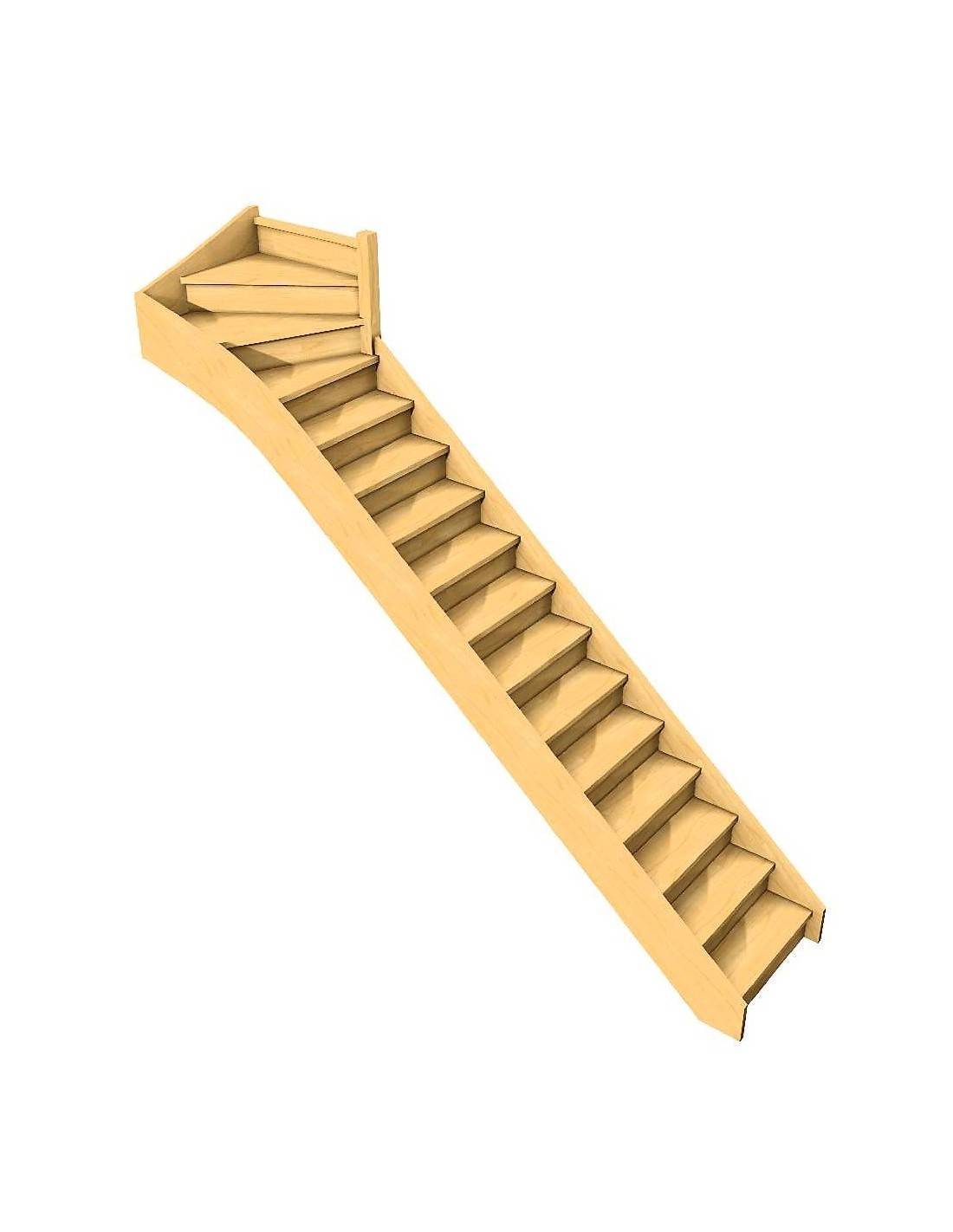 Escalier Quart Tournant Haut Furka- Haut à Droite Avec Contremarches Chêne LC H Sol Sol 288 Cm-0