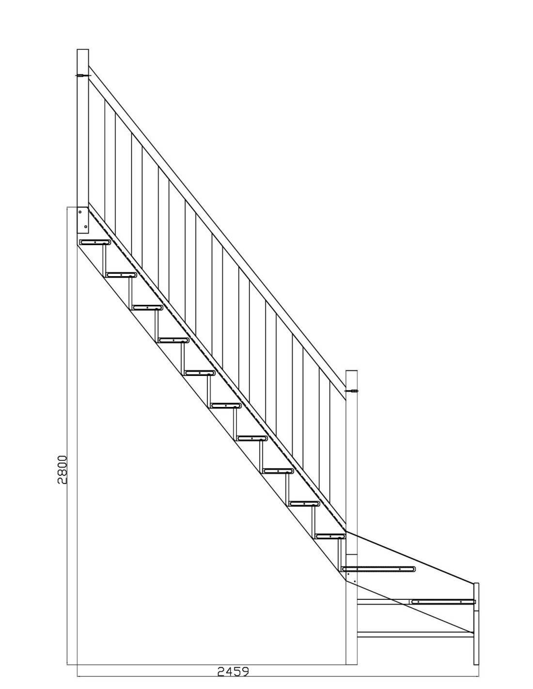 Escalier Quart Tournant Bas Cuvillat Hêtre- Bas à Droite Sans Contremarche H Sol Sol 280 Cm-1