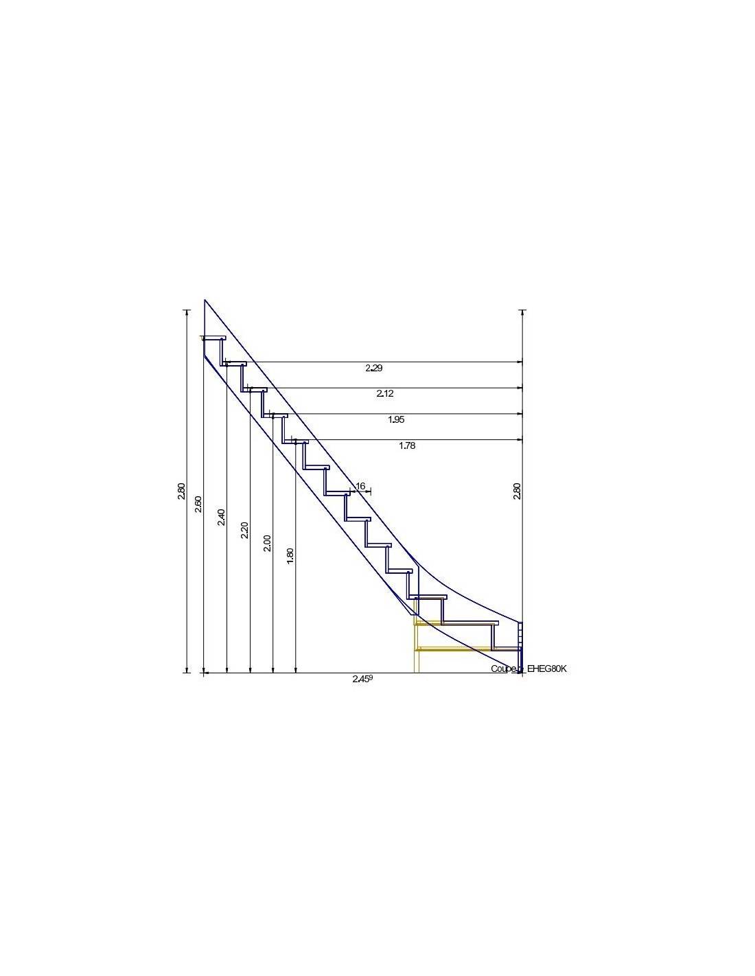 Escalier Quart Tournant Bas Cuvillat Hêtre- Bas à Droite Sans Contremarche H Sol Sol 280 Cm-2