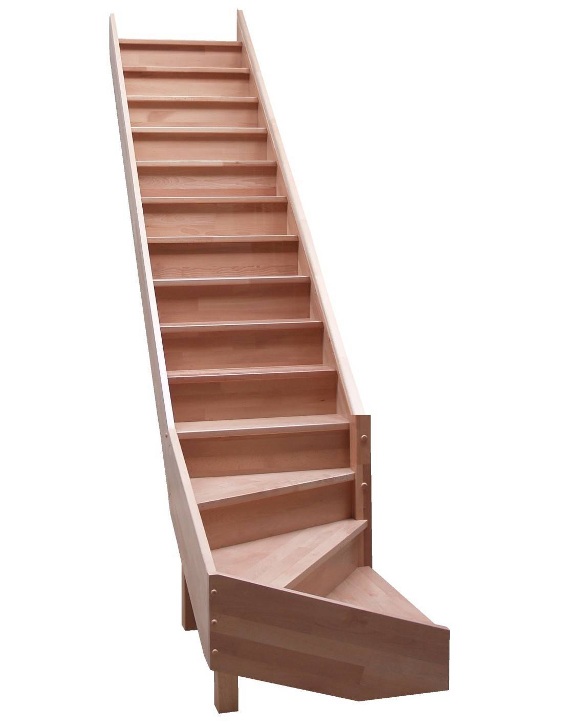 Escalier Quart Tournant Bas Molede Hêtre- Bas à Droite Avec Contremarches H Sol Sol 280 Cm-0