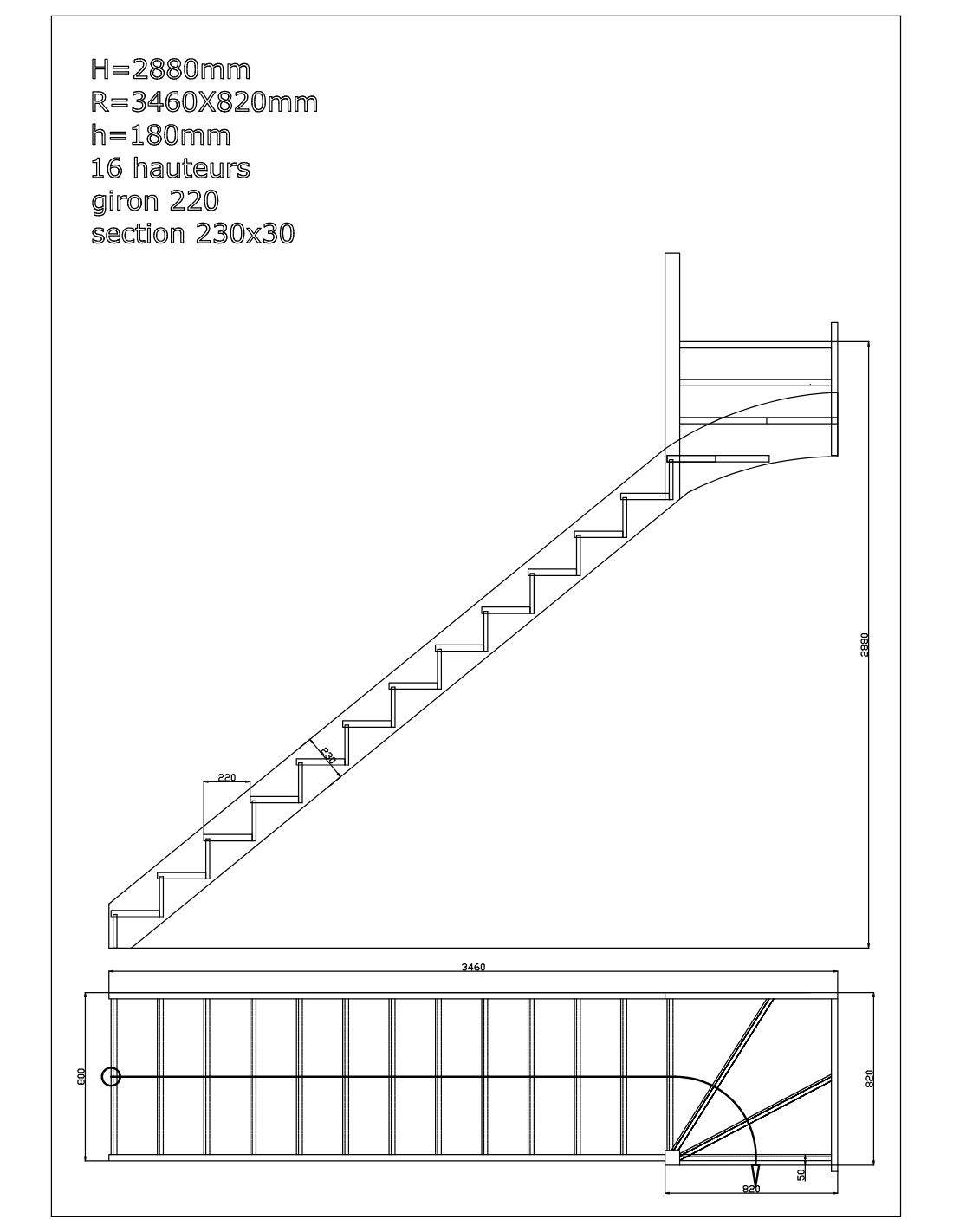 Escalier Quart Tournant Haut Furka- Haut à Droite Avec Contremarches Chêne LC H Sol Sol 288 Cm-2