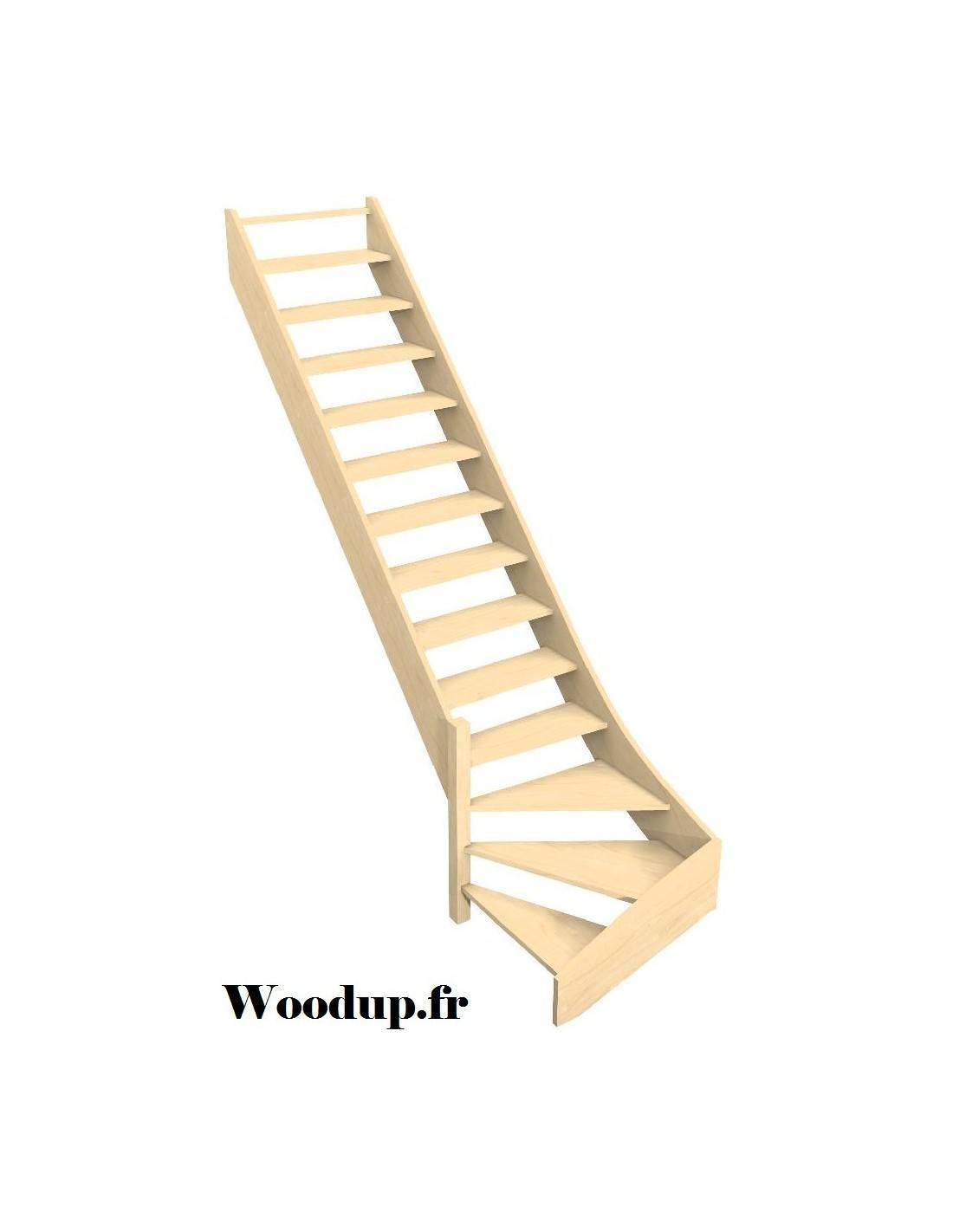 Escalier Quart Tournant Bas Molede Hêtre- Bas à Gauche Sans Contremarche H Sol Sol 280 Cm-0