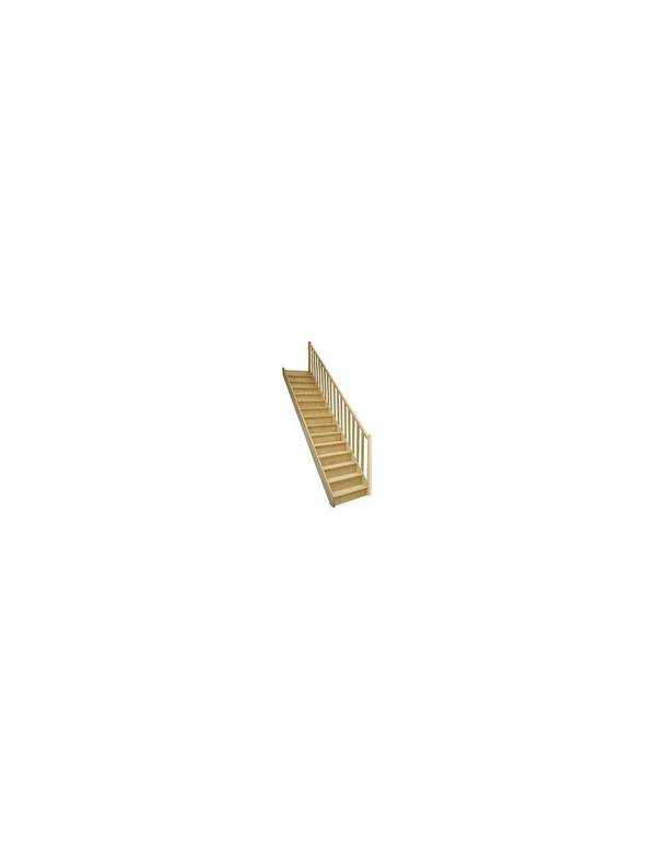 Escalier Droit Moreno Sapin- Avec Rampe  Avec Contremarches   H Sol Sol 285 Cm