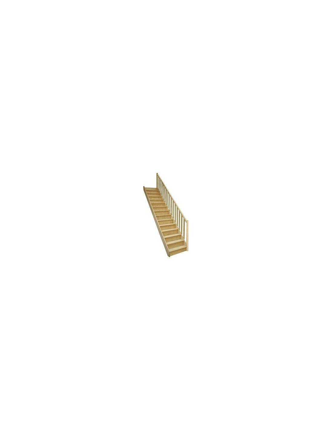 Escalier Droit Moreno Sapin- Avec Rampe Avec Contremarches H Sol Sol 285 Cm-0