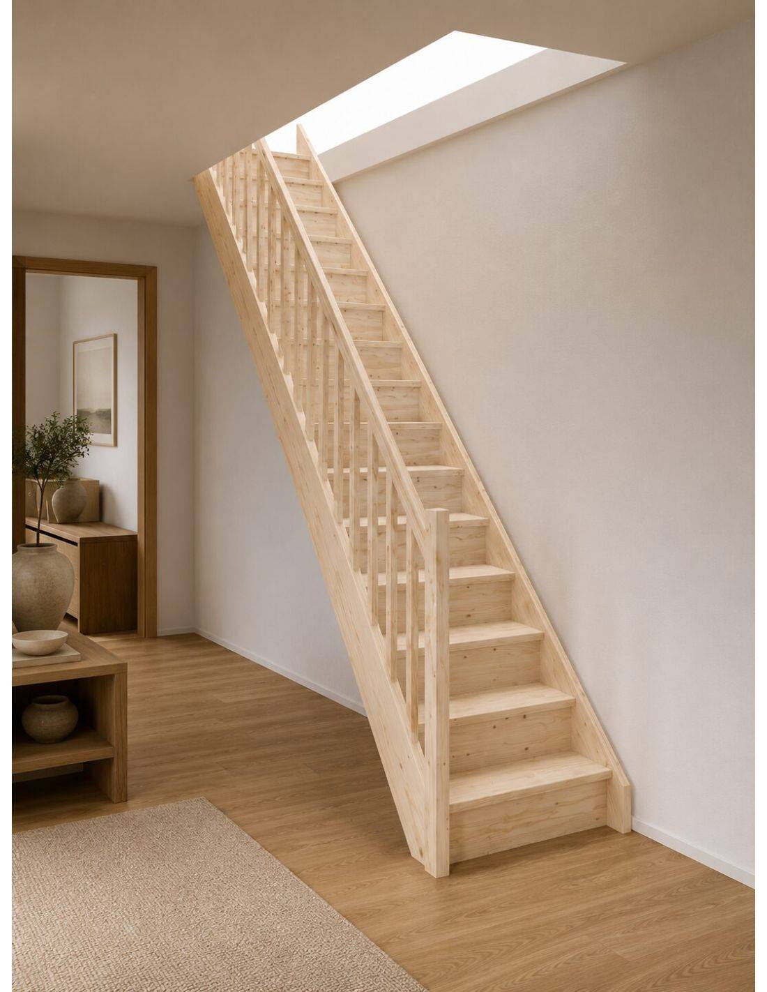 Escalier Droit Moreno Sapin- Avec Rampe Avec Contremarches H Sol Sol 285 Cm-4