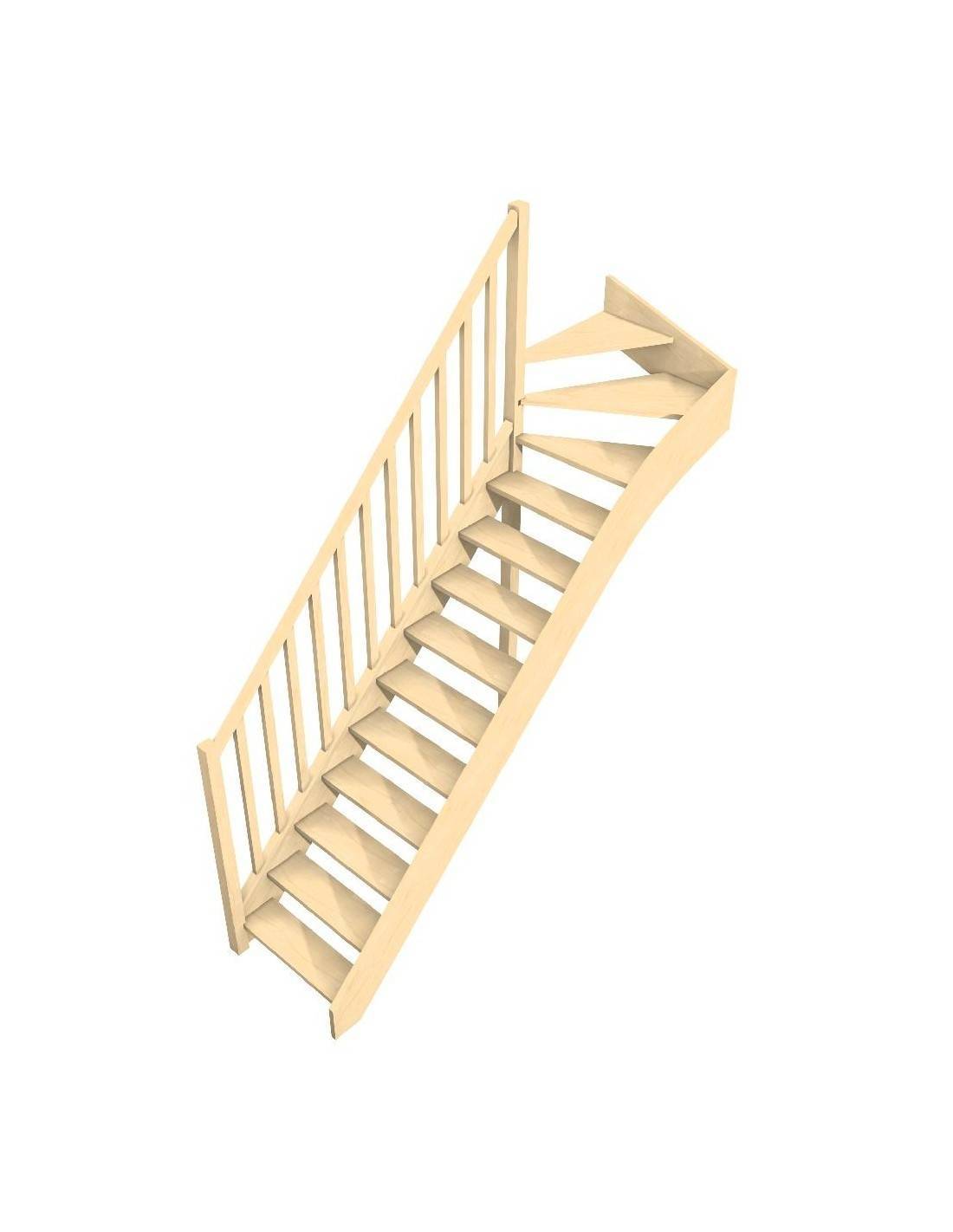 Escalier Quart Tournant Haut Neronne Sapin- Haut à Gauche Sans Contremarche H Sol Sol 280 Cm-0