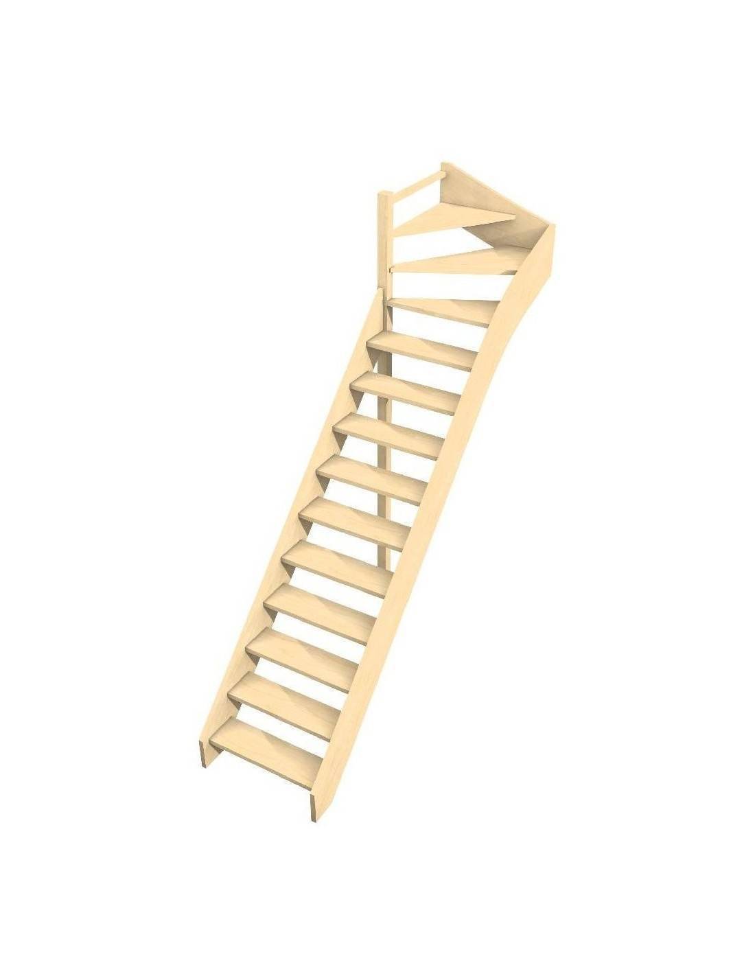 Escalier Quart Tournant Haut Bavat Hêtre- Haut à Gauche Sans Contremarche H Sol Sol 280 Cm-0