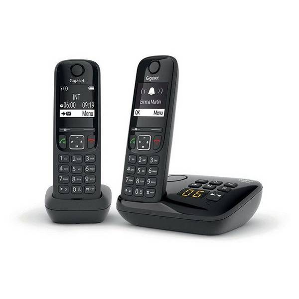 Téléphone Sans Fil Duo Dect Noir Avec Répondeur Gigaset as690aduonoir