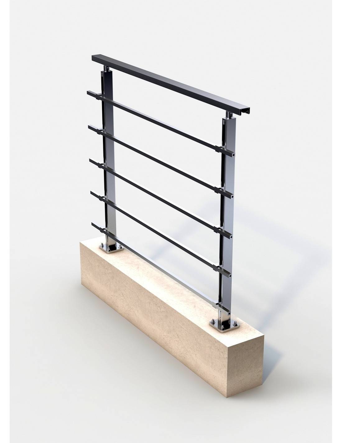 Garde Corps Aluminium - Kit Départ Quadrum L Inox Brillant 100 Cm-0