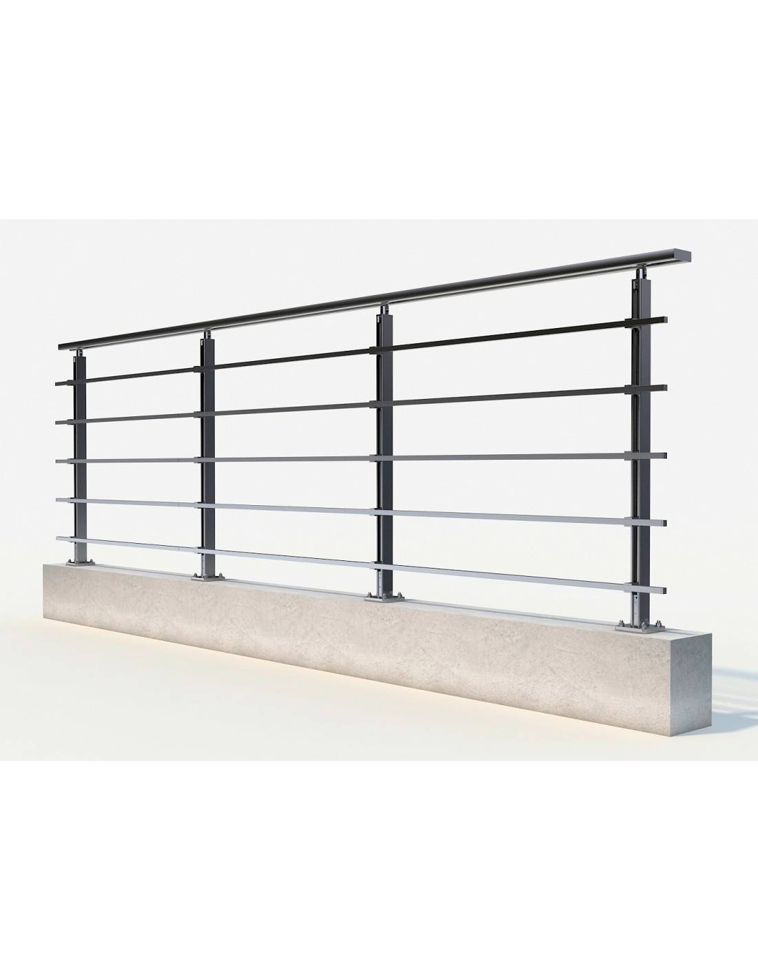 Garde Corps Aluminium - Kit Départ Quadrum L Inox Brillant 100 Cm-2