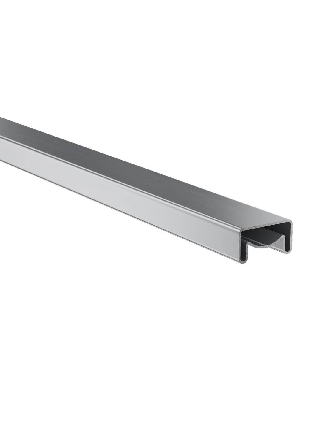 Main Courante Carrée Aluminium Inox Brillant 50x27 Mm L Gris 200 Cm-0
