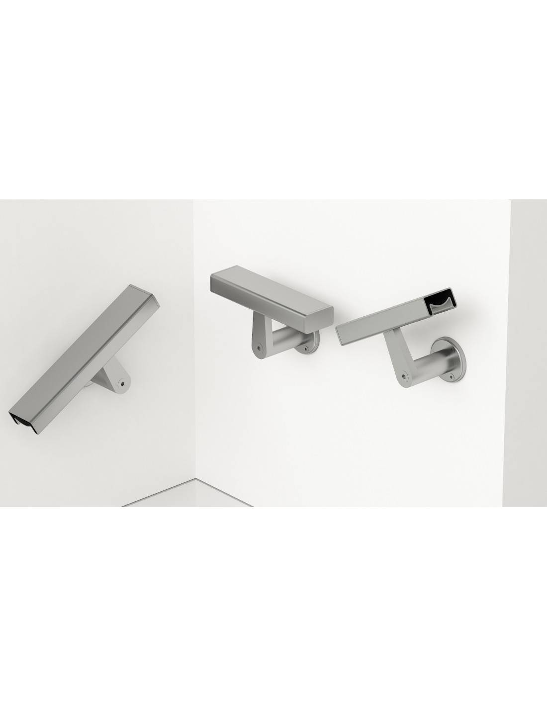Main Courante Carrée Aluminium Inox Brillant 50x27 Mm L Gris 200 Cm-1