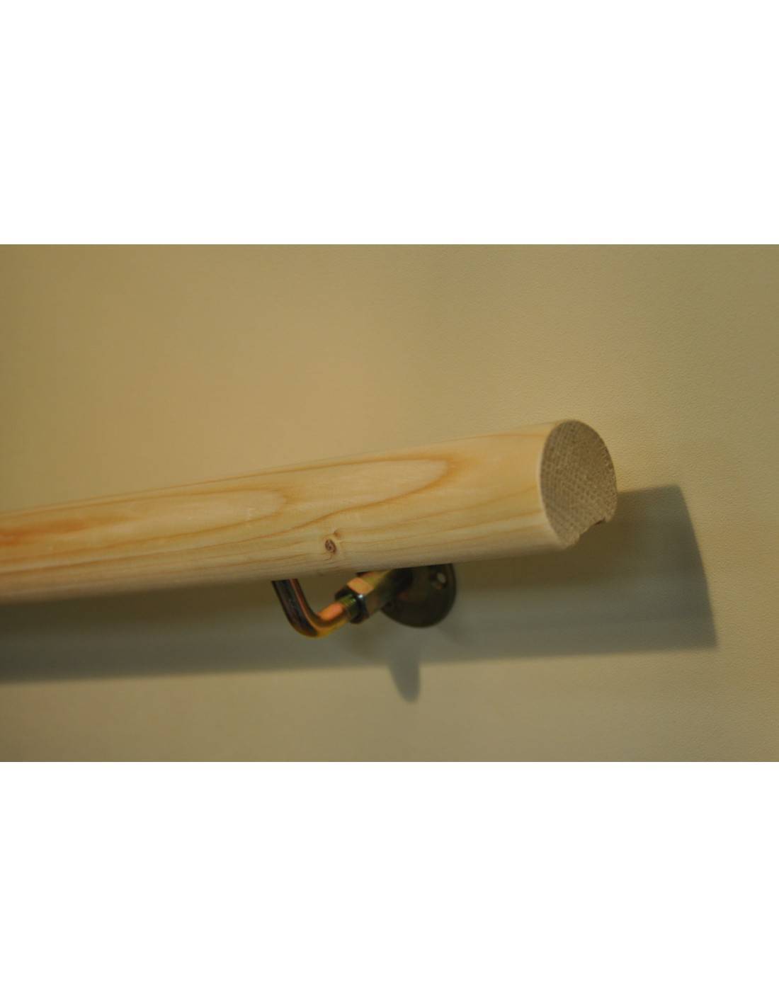 Main Courante Sapin Ronde ø50 Mm Avec Supports L 200 Cm-0