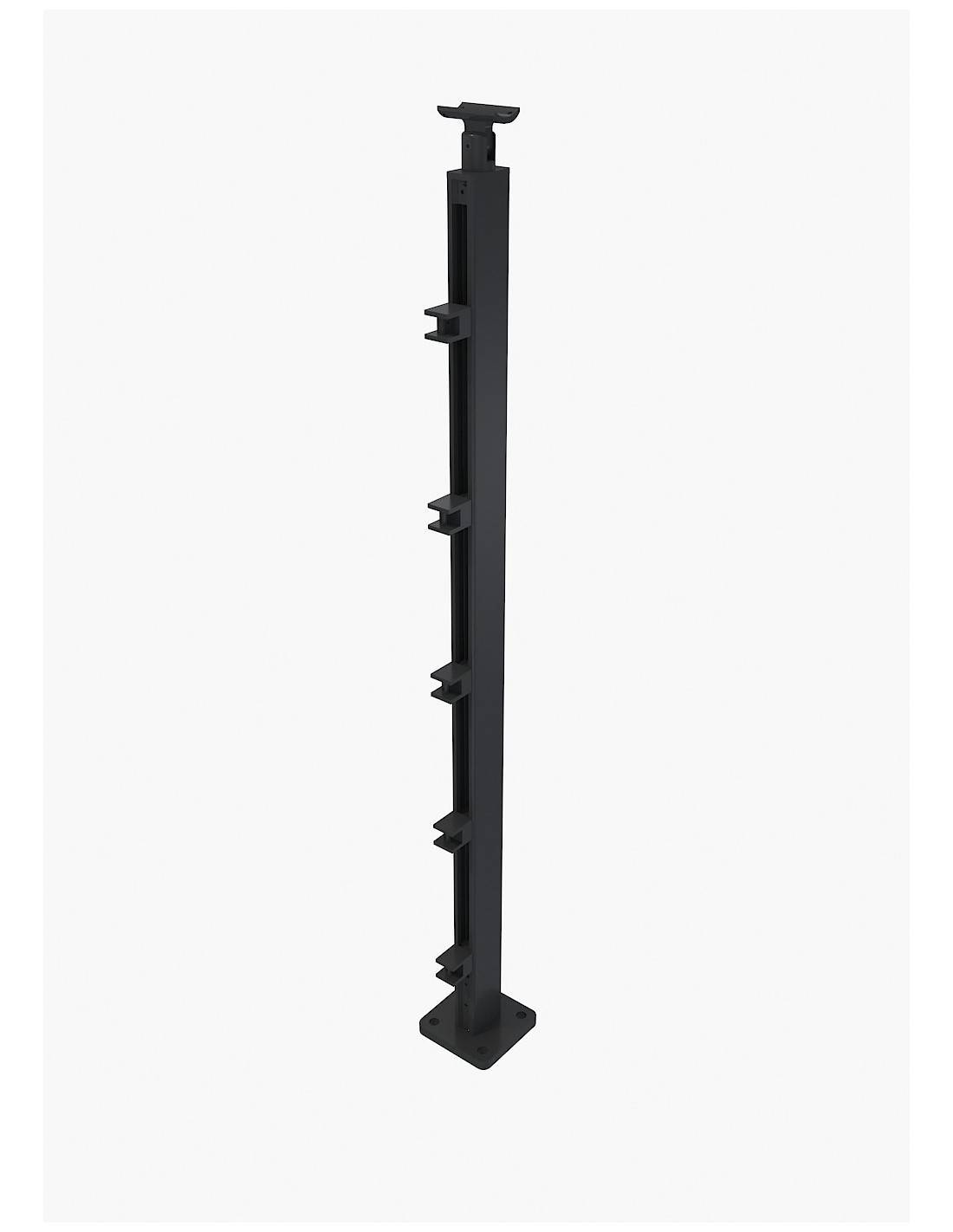 Garde Corps Aluminium - Kit Départ Quadrum L Noir Brillant 100 Cm-2