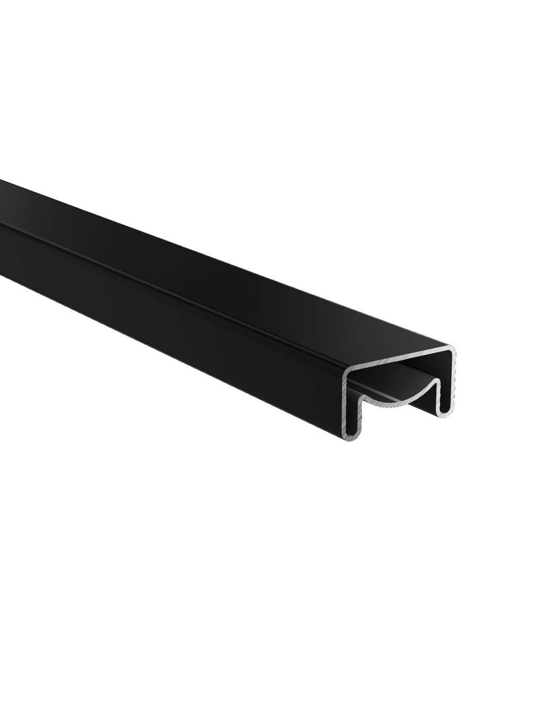 Main Courante Carrée Aluminium Noir Brillant 50x27 Mm L 200 Cm-0