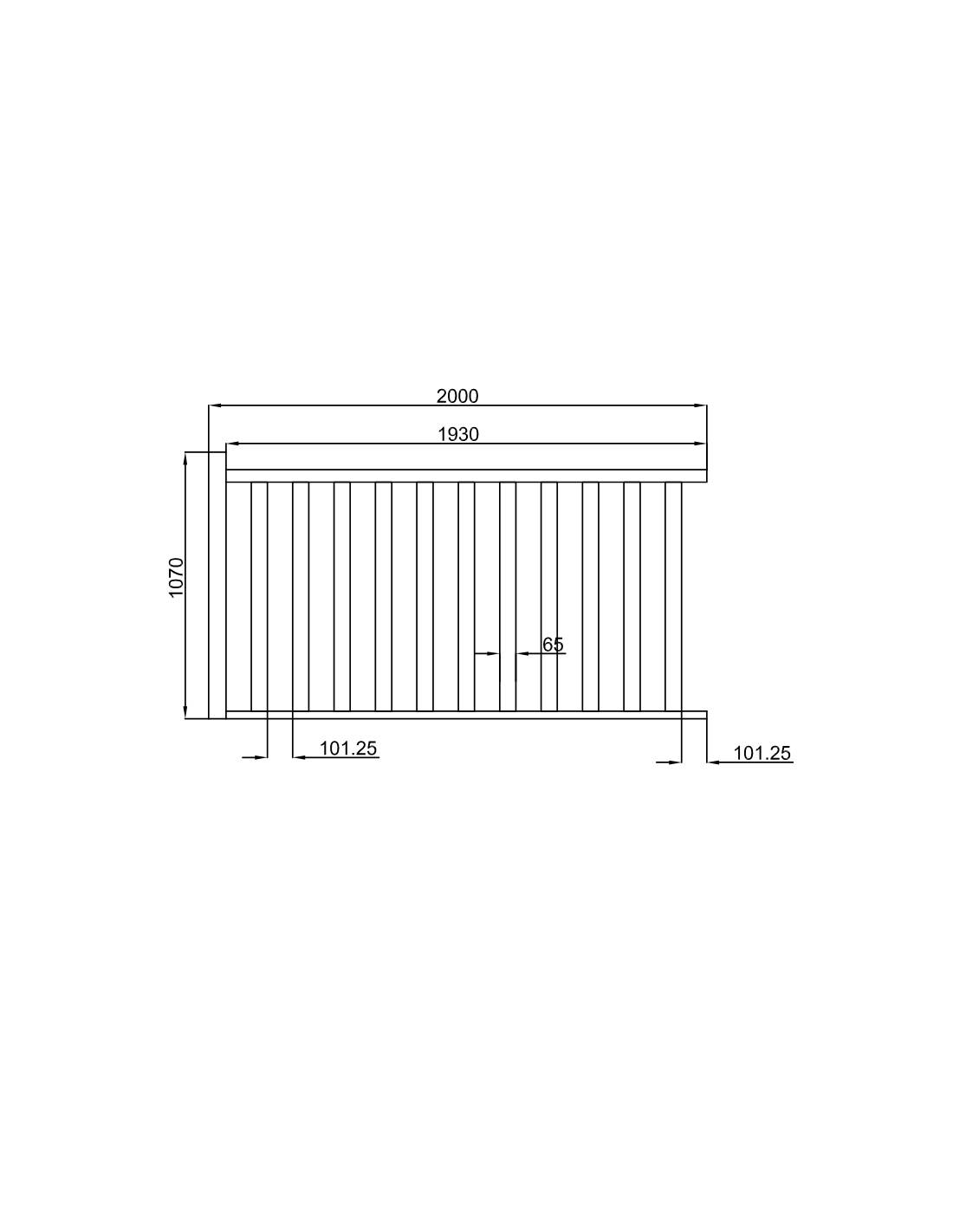 Kit garde corps à fuseaux hêtre 2m + 1 poteau-1