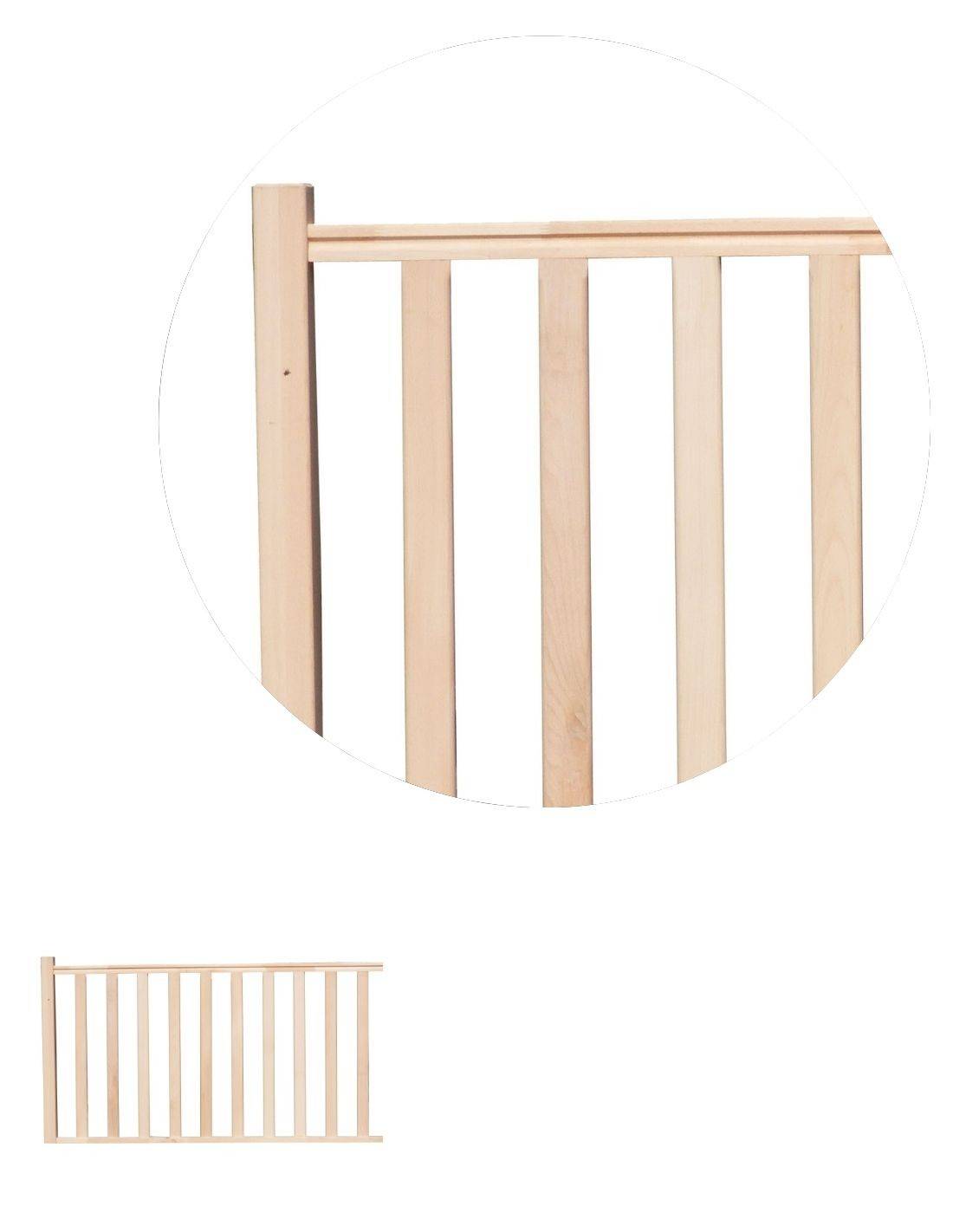 Kit garde corps à fuseaux hêtre 2m + 1 poteau-2