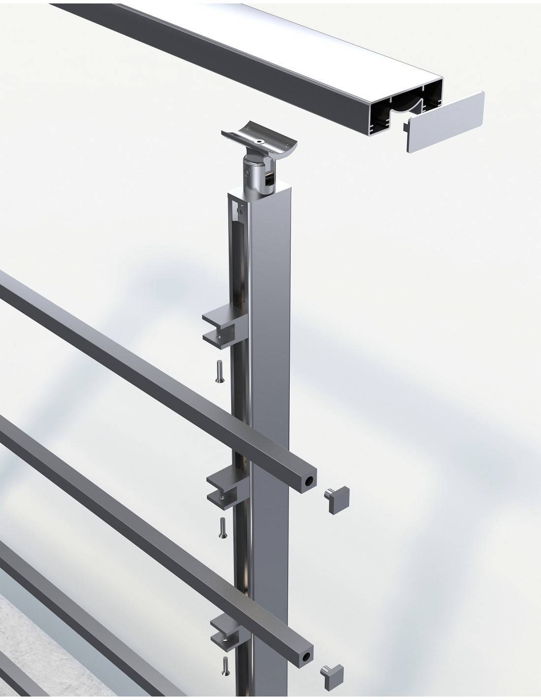 Garde Corps Aluminium - Kit Départ Quadrum L Noir Brillant 100 Cm-4