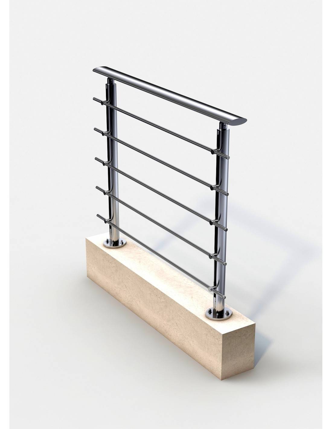 Garde Corps Aluminium - Kit Départ Ellipsis L Inox Brillant 100 Cm-0