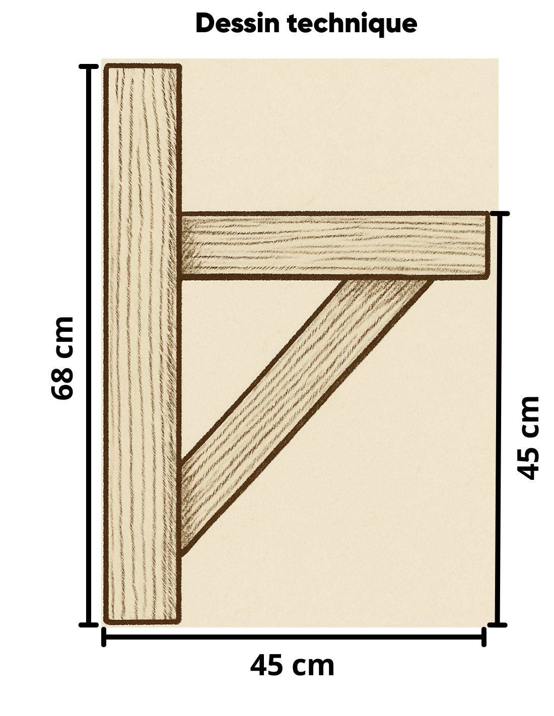 équerre Console Bois Douglas Pour Auvent Et Marquise | Woodup Dimension 45x45 Cm-2