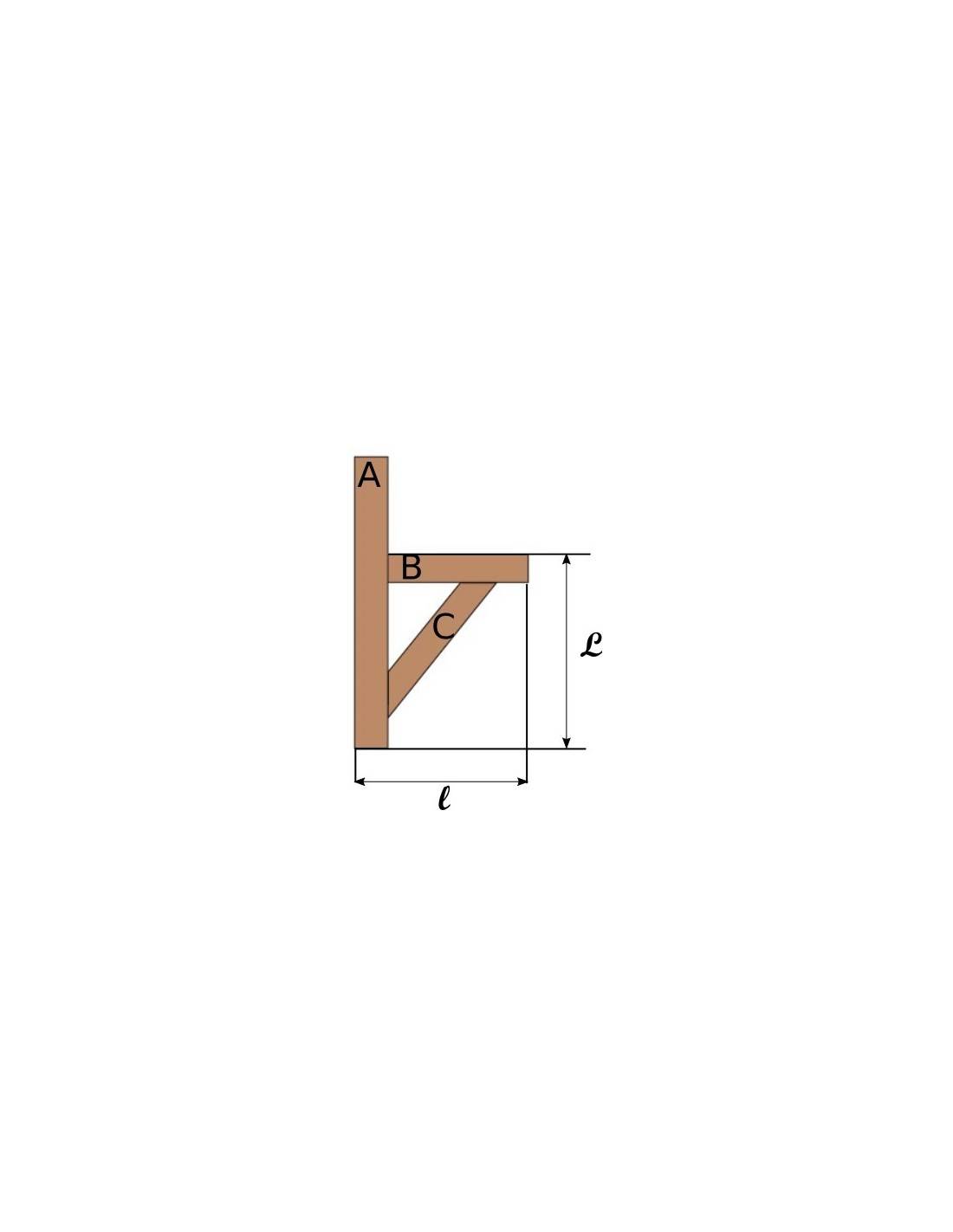 Console Bois Charpente Bras De Force Droit - Kit Sapin | Woodup Dimension 45x45 Cm-2