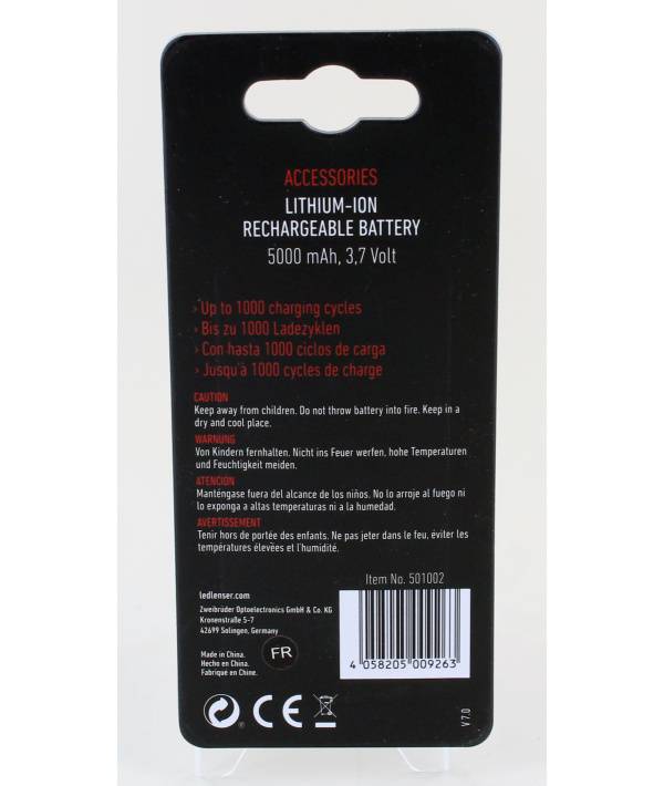 Batterie 3.7V 5Ah Li-Ion 26650 pour Lampe Torche LedLenser MT14-2