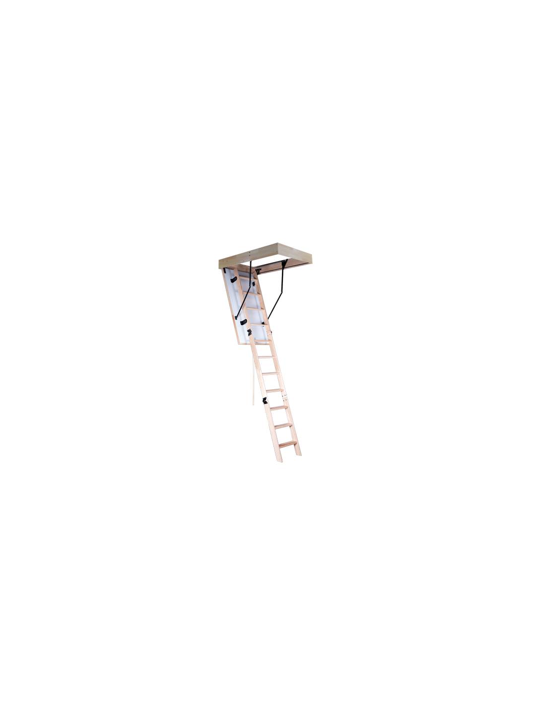 Escalier Escamotable Bois Isolé - Trappe 56 Mm, H Max 2m80 Caisson 120 X 70 Cm-0