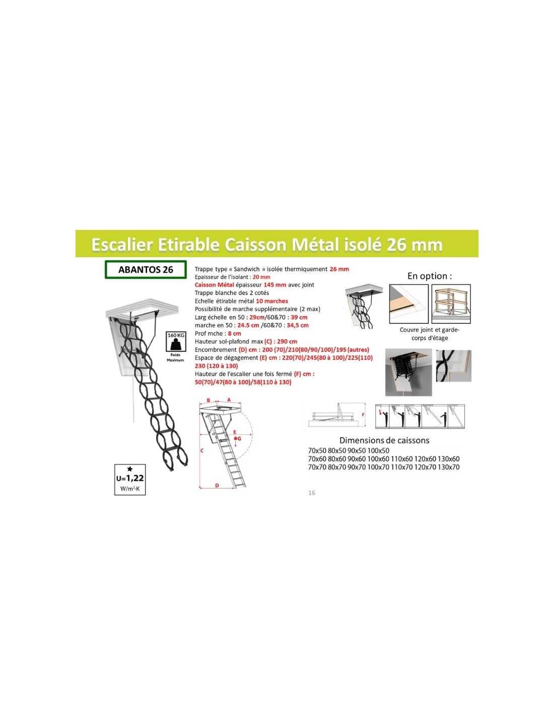 Escalier Escamotable Métal étirable – Isolation Et Sécurité Caisson 70 X 70 Cm-4