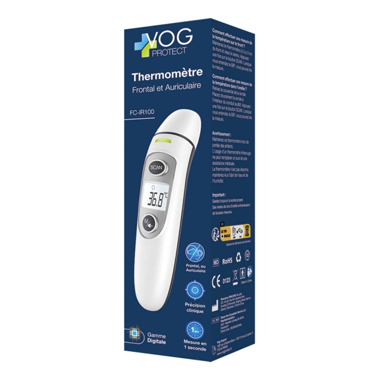 Thermomètre Infrarouge Frontal et Auriculaire-4
