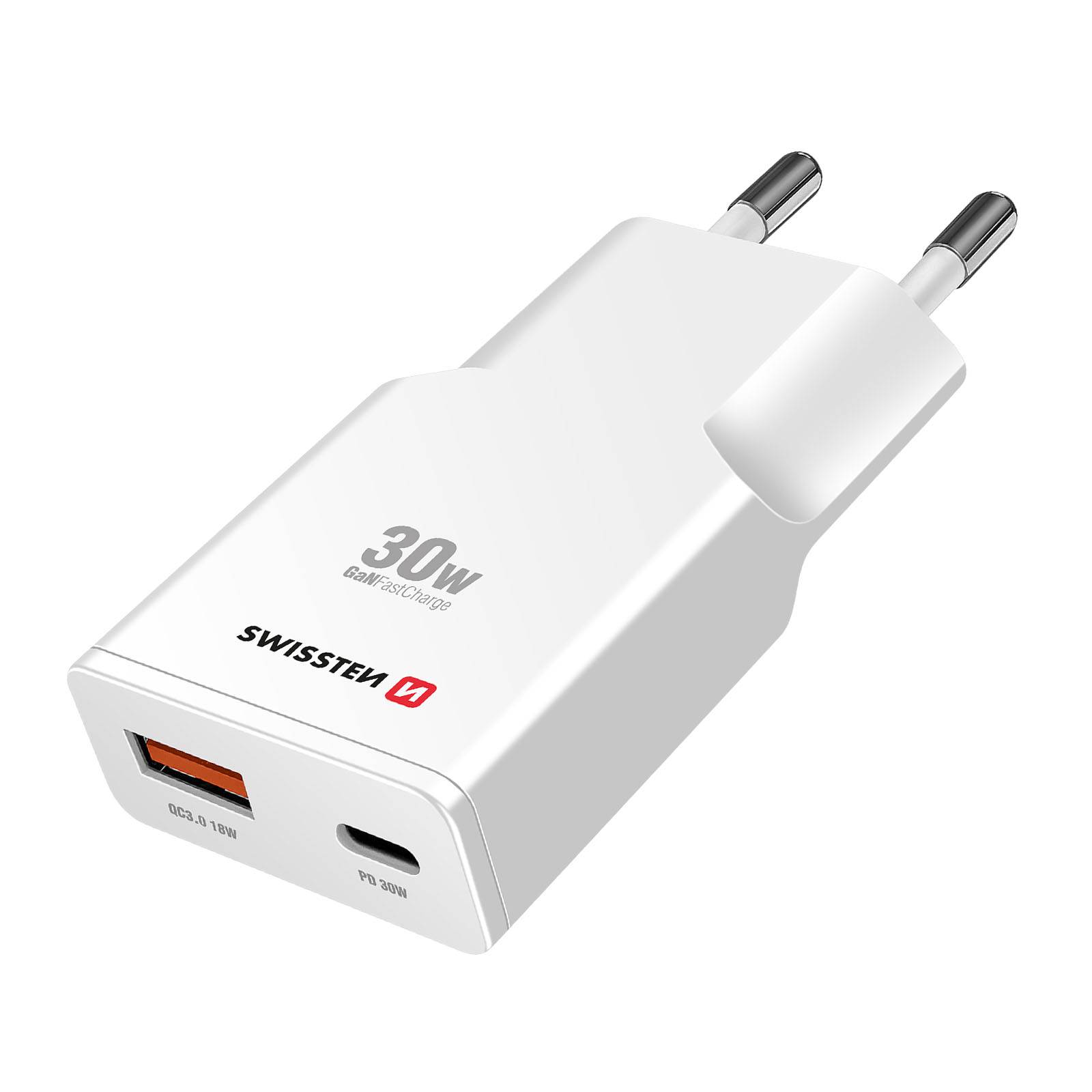 Chargeur Smartphone / Tablette GaN 30W USB-C et USB-A QC 3.0 Ultra Compact-0