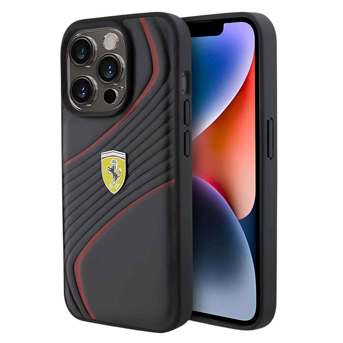 Coque en Cuir pour iPhone 15 Pro avec Logo Twist Métal-0