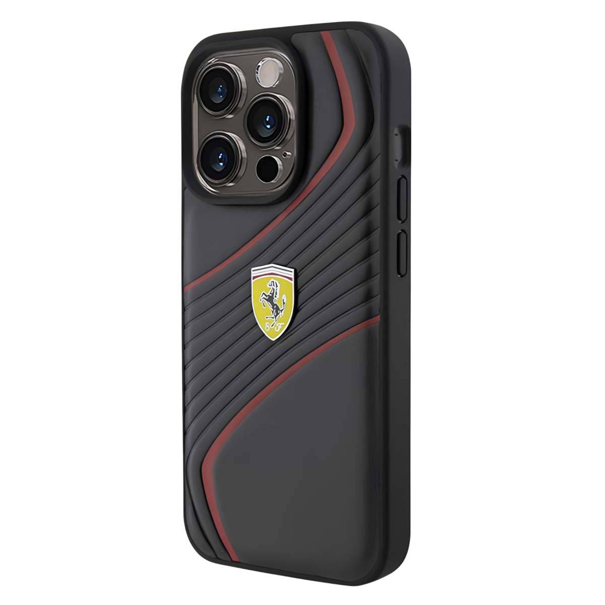 Coque en Cuir pour iPhone 15 Pro avec Logo Twist Métal-3