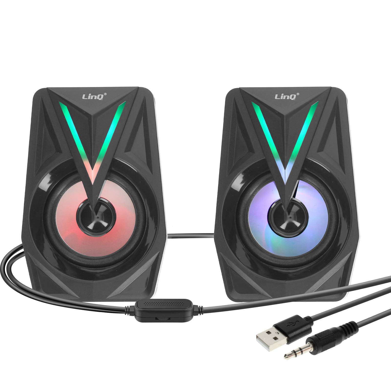 Haut-parleurs Jack pour PC et TV avec LED Coloré Son Puissant-0
