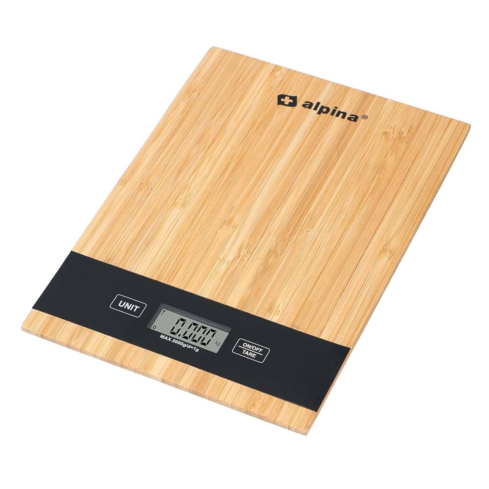 Balance de Cuisine Numérique en Bambou jusqu à 5Kg Précis-0