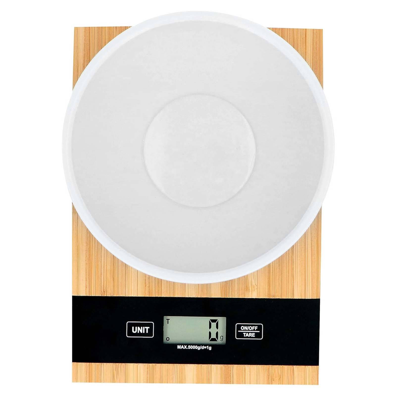 Balance de Cuisine Numérique en Bambou jusqu à 5Kg Précis-1